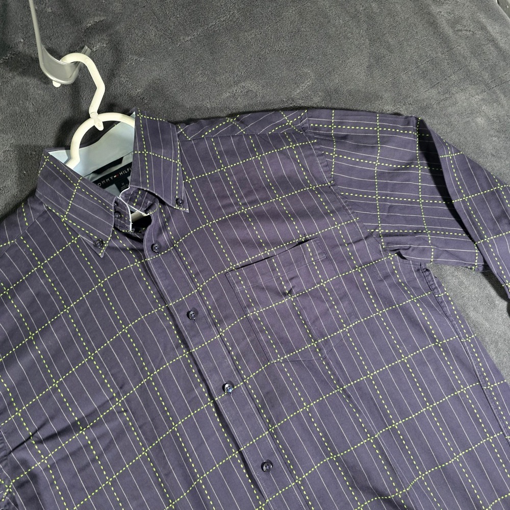 Tommy Hilfiger Button Down Shirt Plaid Long Sleeve Career Casual‎ M